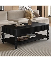 Streamdale Furniture Lift Top Coffee Table with Storage, Solid Wood Black Finish, Modern Desk