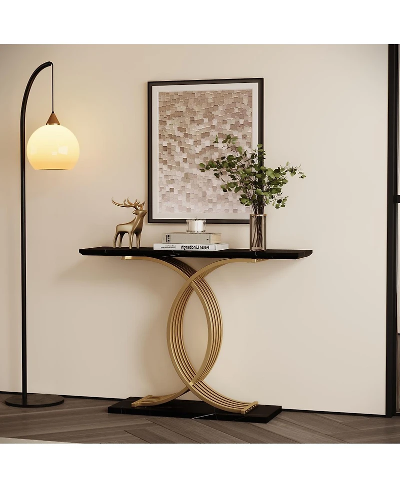 Streamdale Furniture Gold Intertwined Metal Legs Luxury High-End Entryway Accent Console Table
