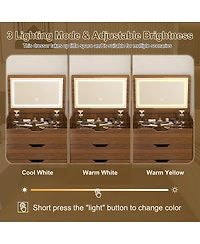 Streamdale Furniture Streamdale 3-in-1 Vanity Desk with Lighted Mirror & Stool, Flip Top Makeup Dressing Table (Walnut