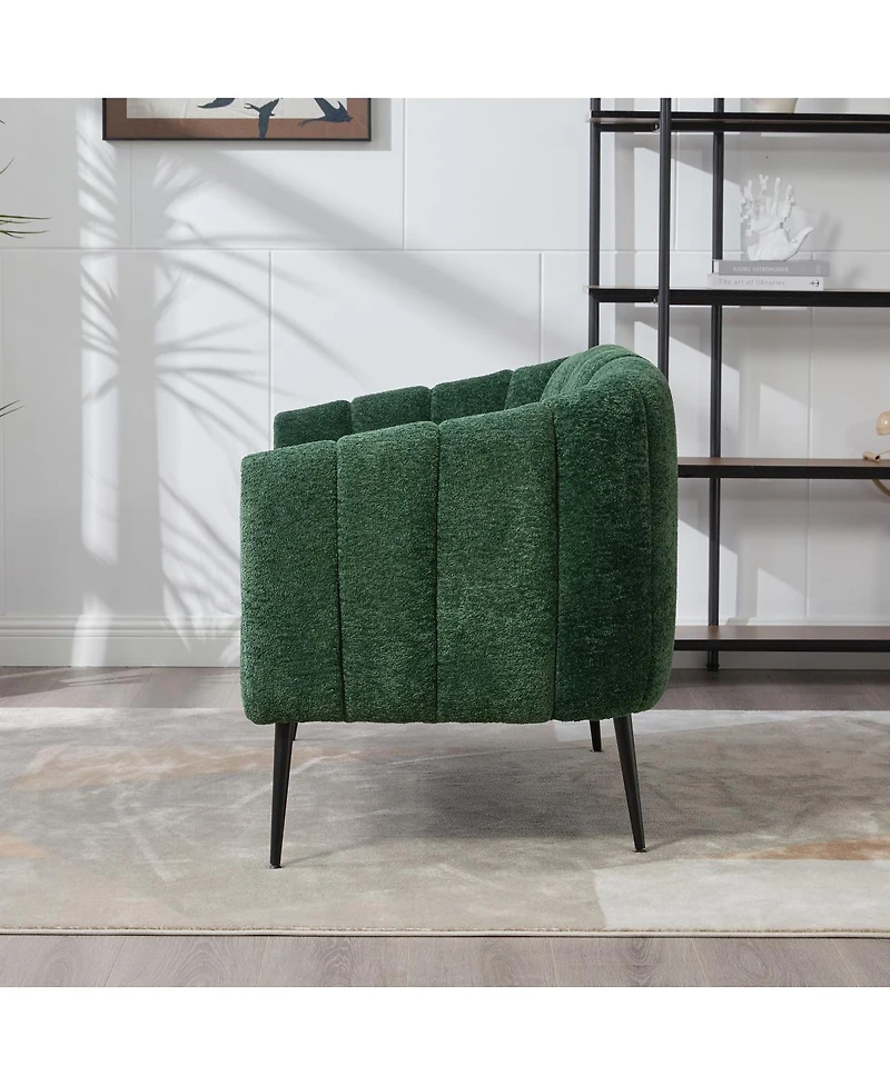 Streamdale Green Chenille Mini Loveseat Accent Couch with Metal Legs