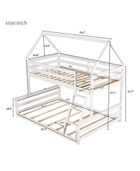 Streamdale Furniture Twin over Full House Bunk Bed with Built-in Ladder