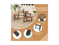 Slickblue Acacia Wood Picnic Table Set for 6 with Bench Seating