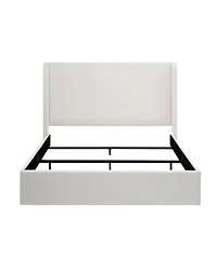 Streamdale Furniture Caron Textured Ivory Canvas Chenille King Wingback Bed - Easy Assembly