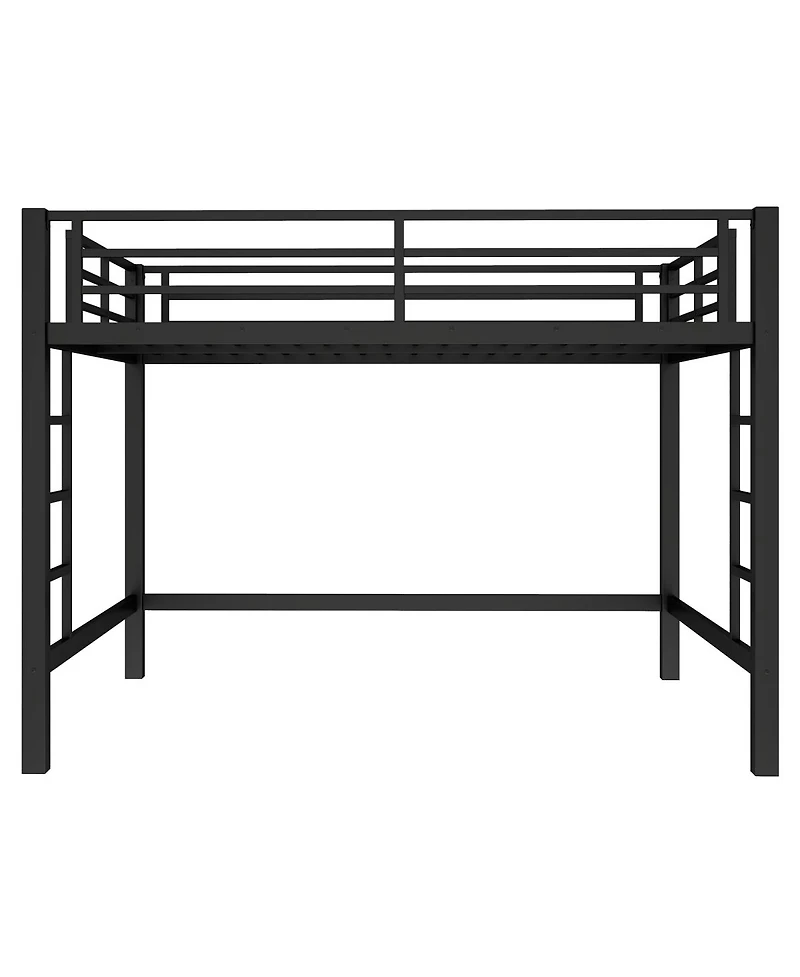 Streamdale Furniture Queen Size Metal Loft Bed with Ladder and Guardrails