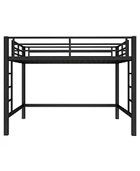 Streamdale Furniture Queen Size Metal Loft Bed with Ladder and Guardrails