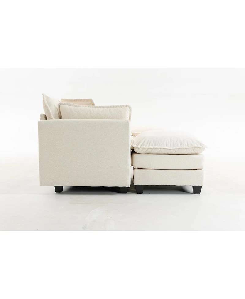 Streamdale Furniture Modern 4-Seat Sectional Sofa with 2 Ottomans & Pillows, 149.61