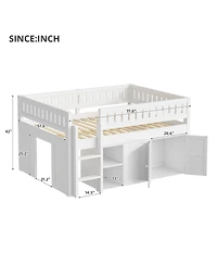 Streamdale Furniture Loft Bed with Storage Cabinet and Chalkboard Panel