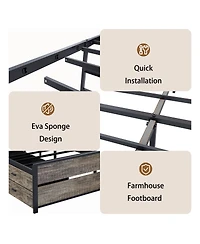 Streamdale Furniture Queen Bed Frame with Storage Headboard & 12 Drawers, Metal Platform