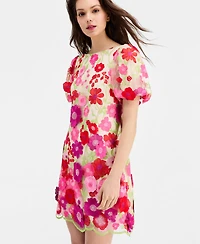 Eliza J Women's Floral-Embroidered Puff-Sleeve Dress