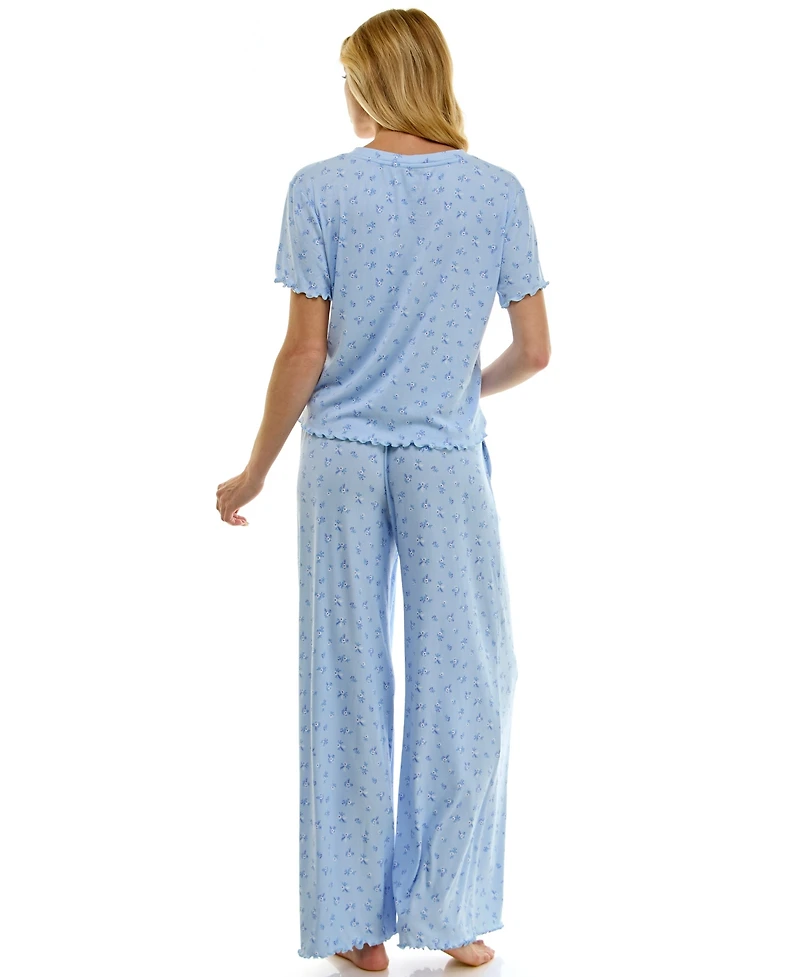Sincerely Jules Women's Printed T-Shirt & Paper Bag Pants, 2-Piece Pajama Set