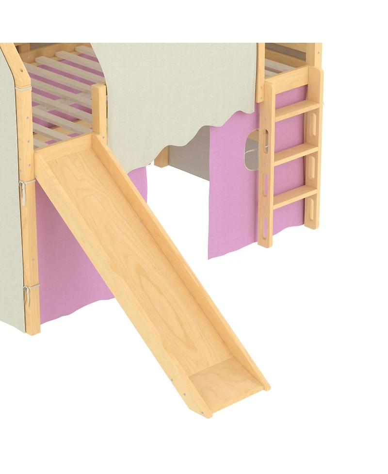 Streamdale Furniture Full Size House Loft Bed with Sills, Tents, Lights, Slide