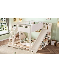 Streamdale Furniture Queen Size Loft Bed with Storage, Ladder, and Slide