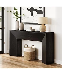 Tribesigns Console Table for Entryway, 63 Inches Extra Long Black Wooden Sofa Table for Living Room, Modern Hallway Foyer Table
