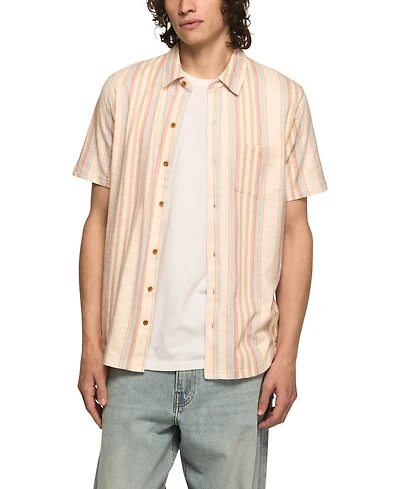Lucky Brand Men's Short-Sleeve Striped Linen Knit Shirt