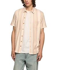 Lucky Brand Men's Short-Sleeve Striped Linen Knit Shirt