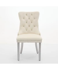 Streamdale Nikki Collection Modern Velvet Dining Chair, Milky White (2-Pcs)