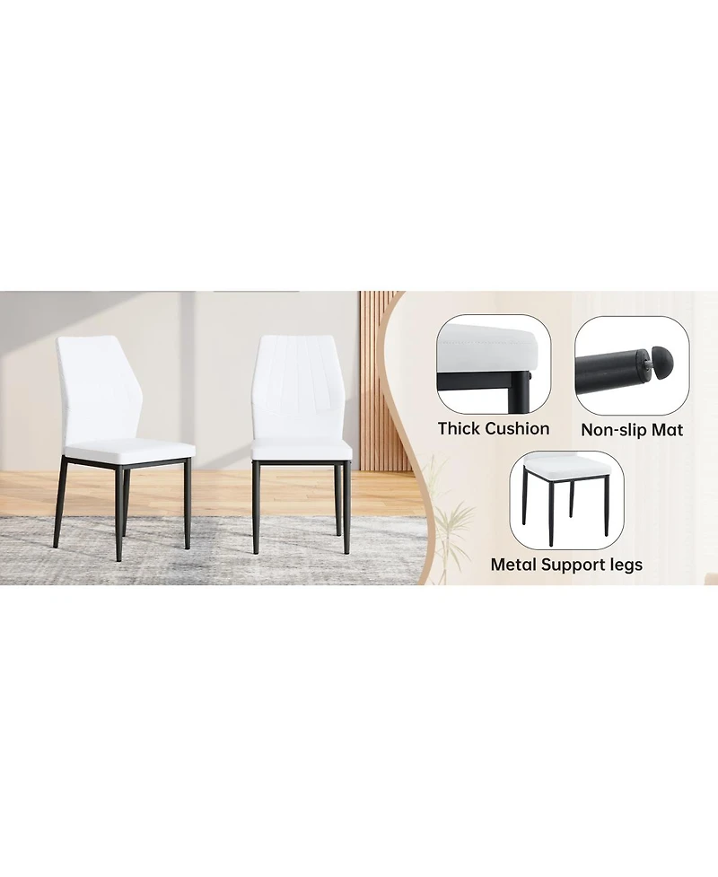 Streamdale Furniture Black Faux Wood Grain Mdf Dining Table Set with 4 Pu Chairs.