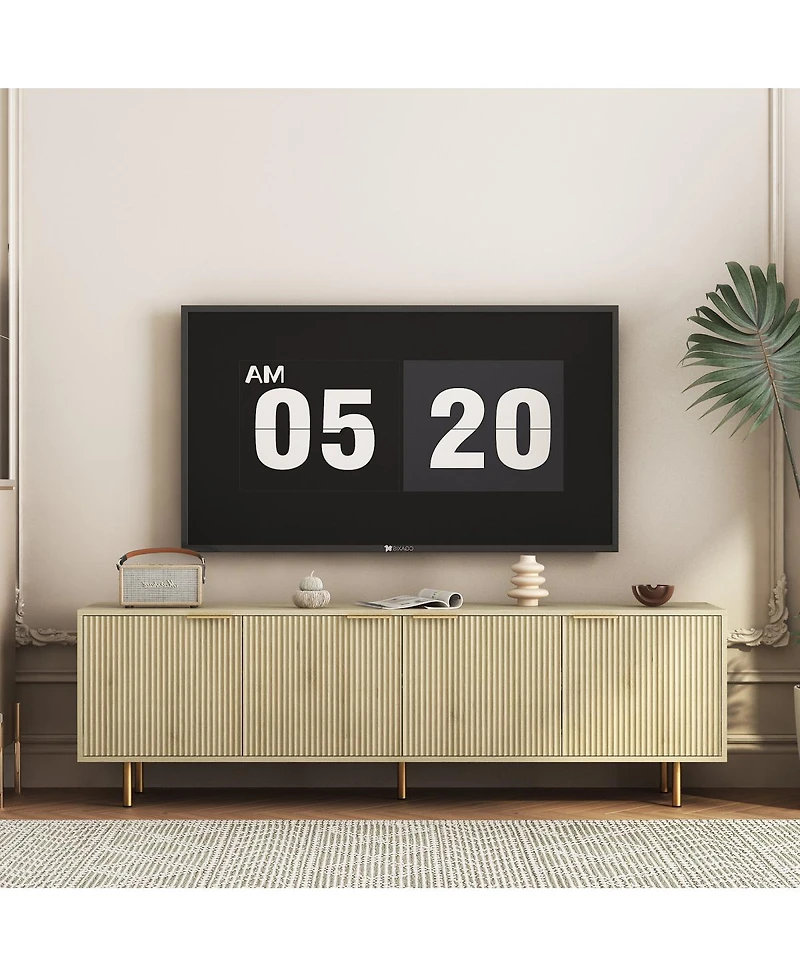 Streamdale Furniture Streamdale Wood Modern Tv Stand Fluted 68", Entertainment Center with Storage Doors, Media Cabinet