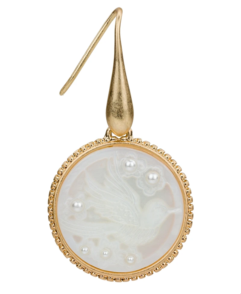 Patricia Nash Gold-Tone Carved Bird Drop Earrings