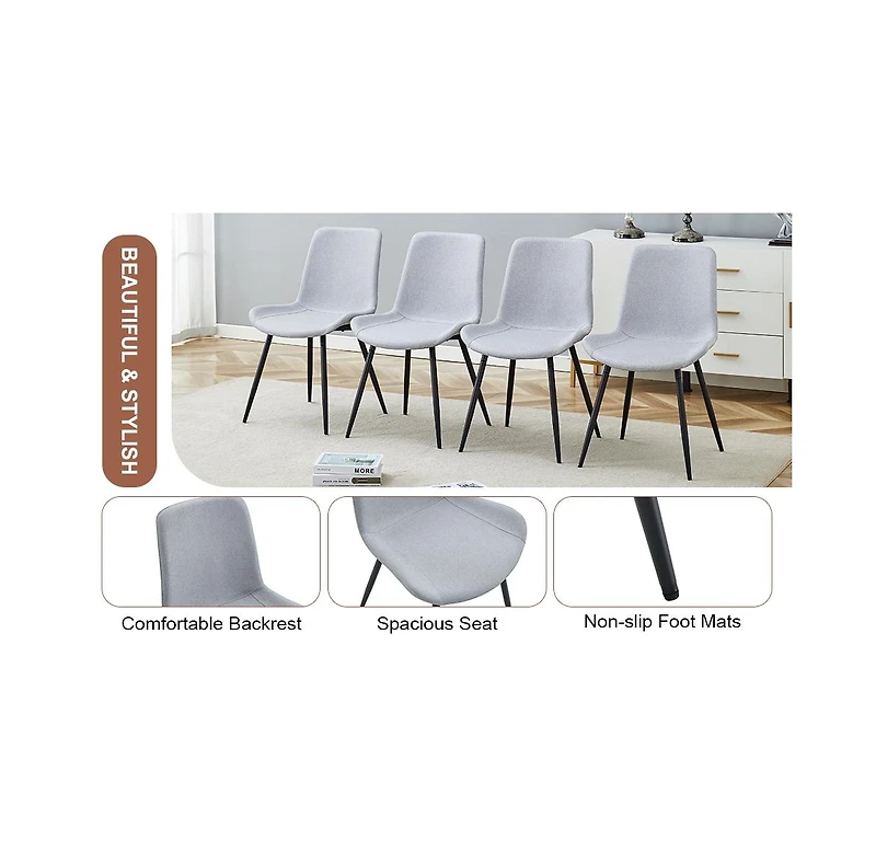 Streamdale Furniture Set of 4 Comfortable Linen Chair