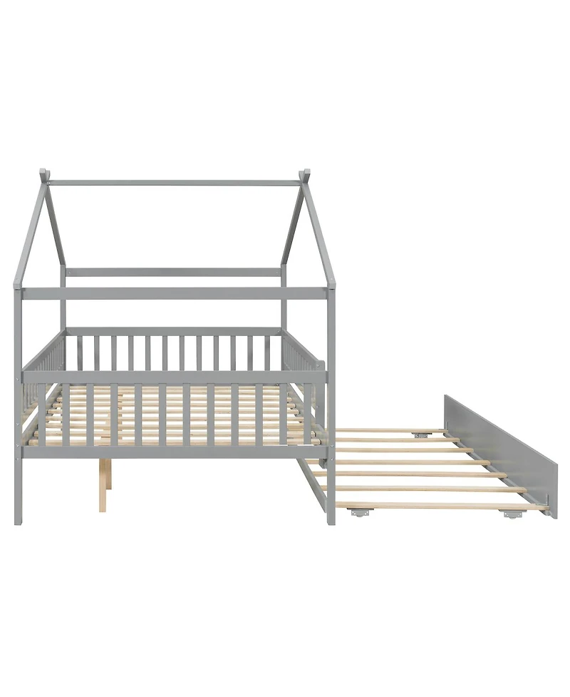 Streamdale Furniture Full Wooden House Bed with Twin Trundle