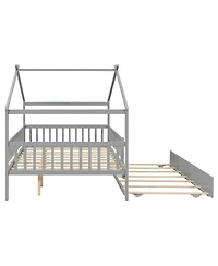 Streamdale Furniture Full Wooden House Bed with Twin Trundle