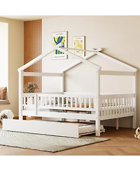 Streamdale Furniture Full Wooden House Bed with Twin Trundle