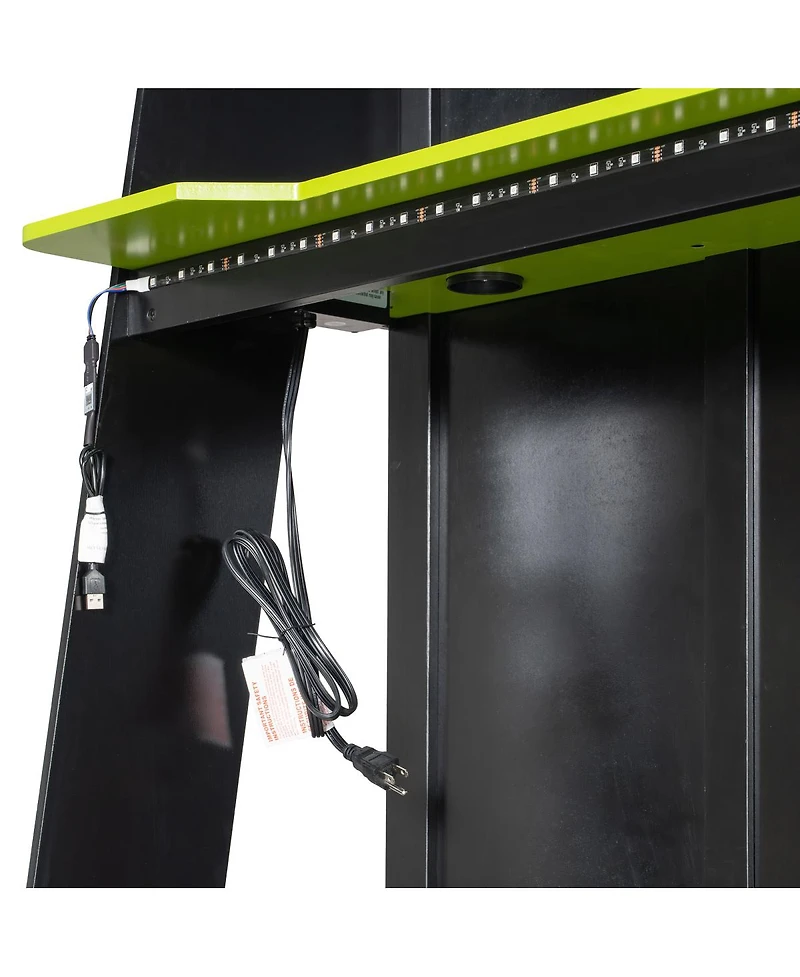 Streamdale Furniture L-Shaped Twin Gaming Bed Frame w/ Rgb, Usb, Tv Stand, Storage, Reversible