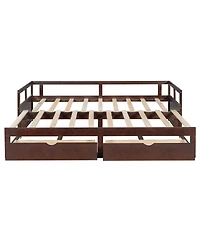 Streamdale Furniture Wooden Daybed with Trundle and Storage Drawers, Extendable Sofa Bed
