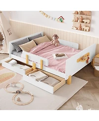 Streamdale Furniture Full Size Platform Bed with Storage, Solid Wood Frame, No Box Spring Needed