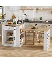 Streamdale Furniture Extendable Island console with drawers, cabinet, and shelving