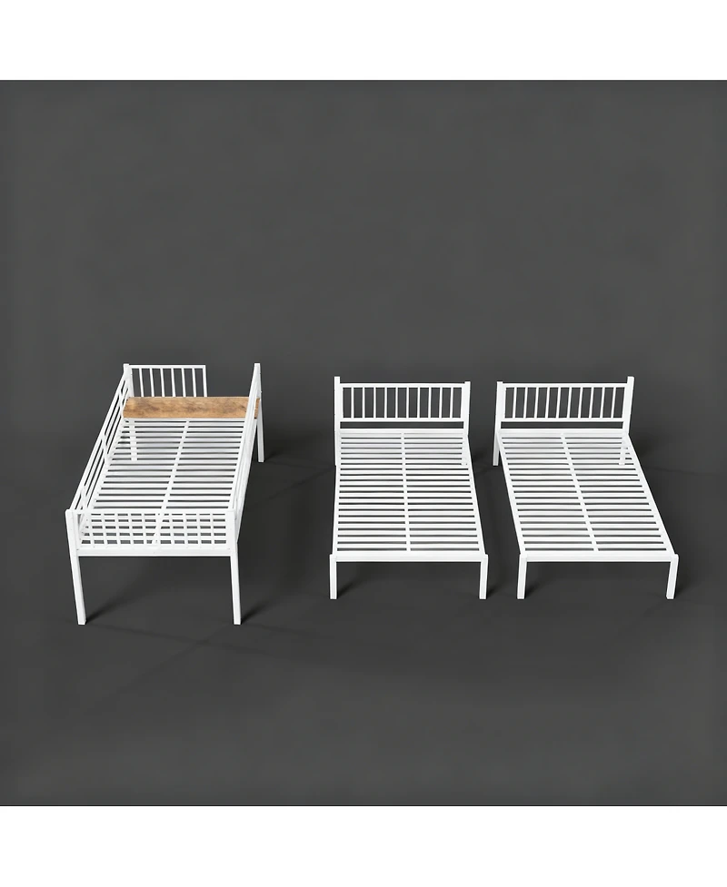 Streamdale Furniture Triple Bunk Bed for Kids, 3 Beds, Metal, Separates into 3 Twin Beds