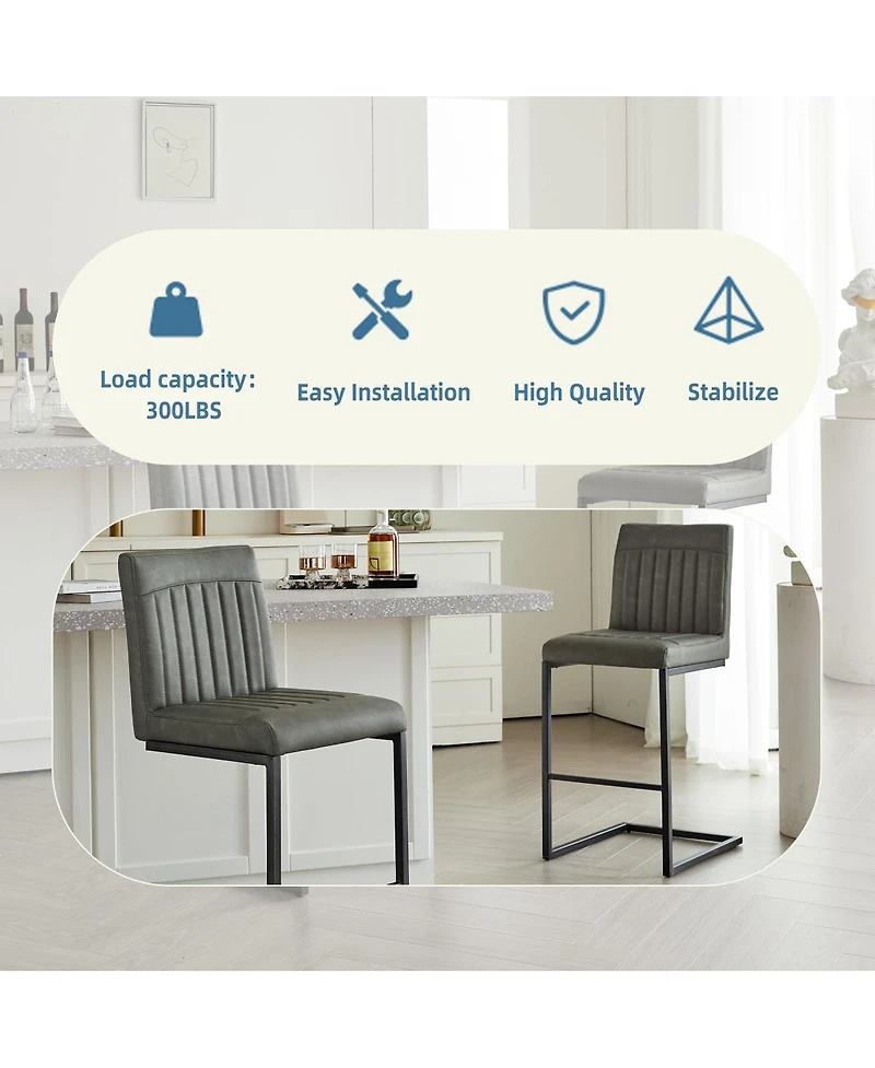 Streamdale Furniture Faux Leather Bar Stool with Tufted Backrest & Footrest