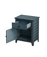 Streamdale Furniture Antique Blue Transitional Nightstand with Storage Drawer, 25" H