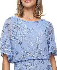 Sl Fashions Women's Sequined Blouson Midi Dress