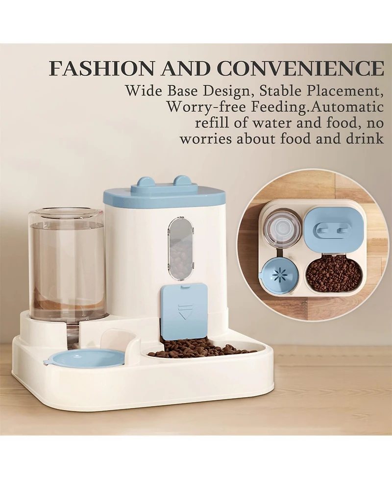 Aostirmotor Cat Ear Automatic Pet Feeder & Waterer, 1500ML Food + 800ML Water, Small Size