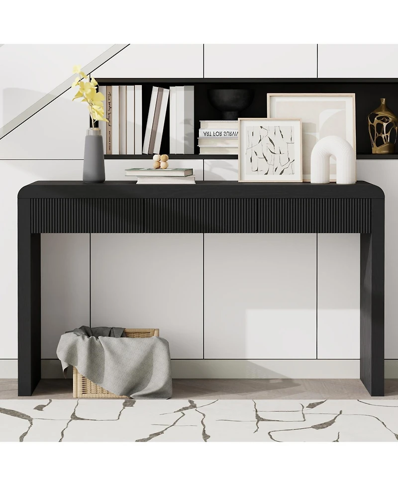 Streamdale Furniture Rustic Console Table - Fluted Drawers