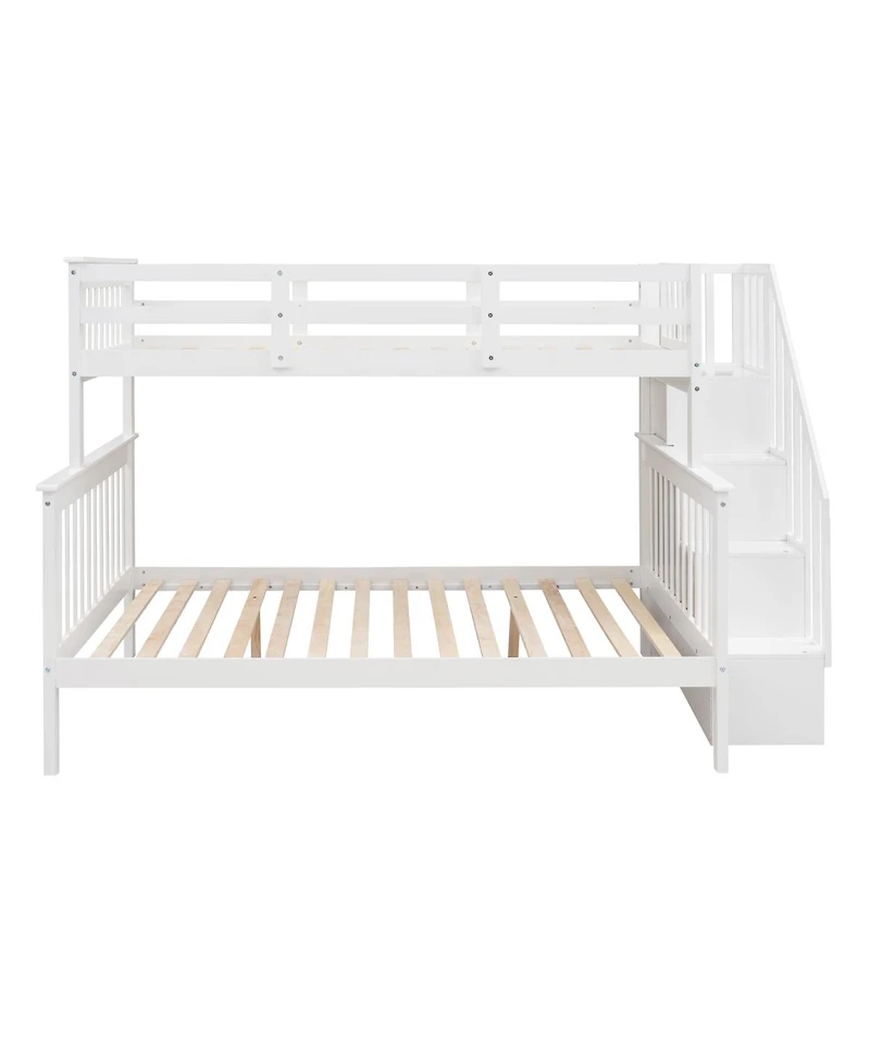 Streamdale Furniture Stairway Twin-Over-Full Bunk Bed with Storage and Guard Rail