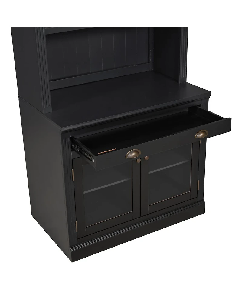 Streamdale Furniture Led Lighting 2-Piece Bookcase Suite with Glass Doors & Drawers