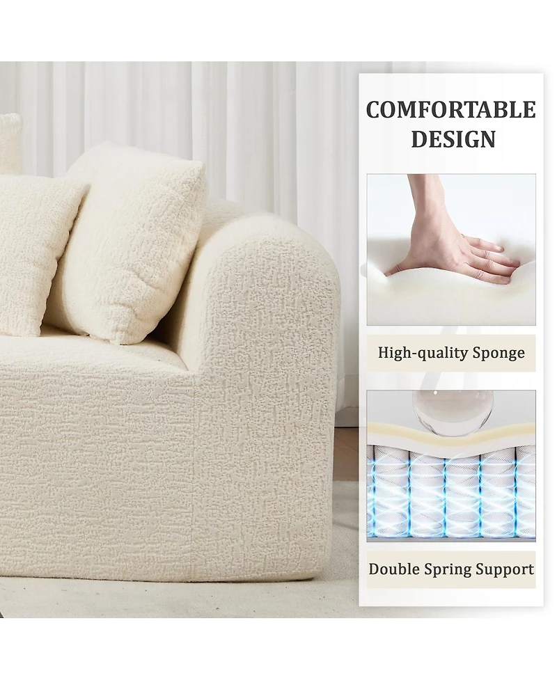 Streamdale Furniture Modern Cloud Sofa with 7 Pillows & L-Shape Modular Design