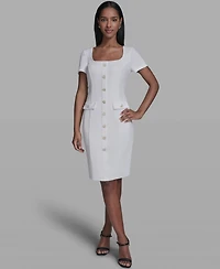 Karl Lagerfeld Paris Women's Flower Button Sheath Dress