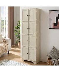 Streamdale Furniture Storage Cabinet with 8 Doors and 4 Shelves, Freestanding Storage Cabinet, Whi