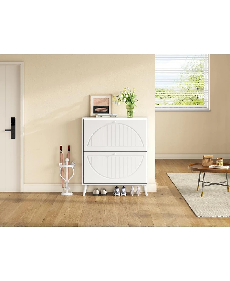 Streamdale Furniture Space-Saving Tipping Bucket Storage Cabinet with Carved Details