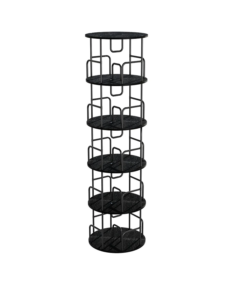 Streamdale Furniture Rotating Bookshelf Tower 5 Tier, Spinning Bookcase, Revolving 360 Bookshelf, Black