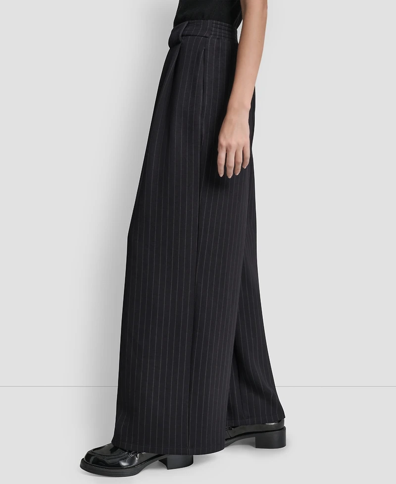 Dkny Women's Straight-Leg Pleated Pinstripe Pants