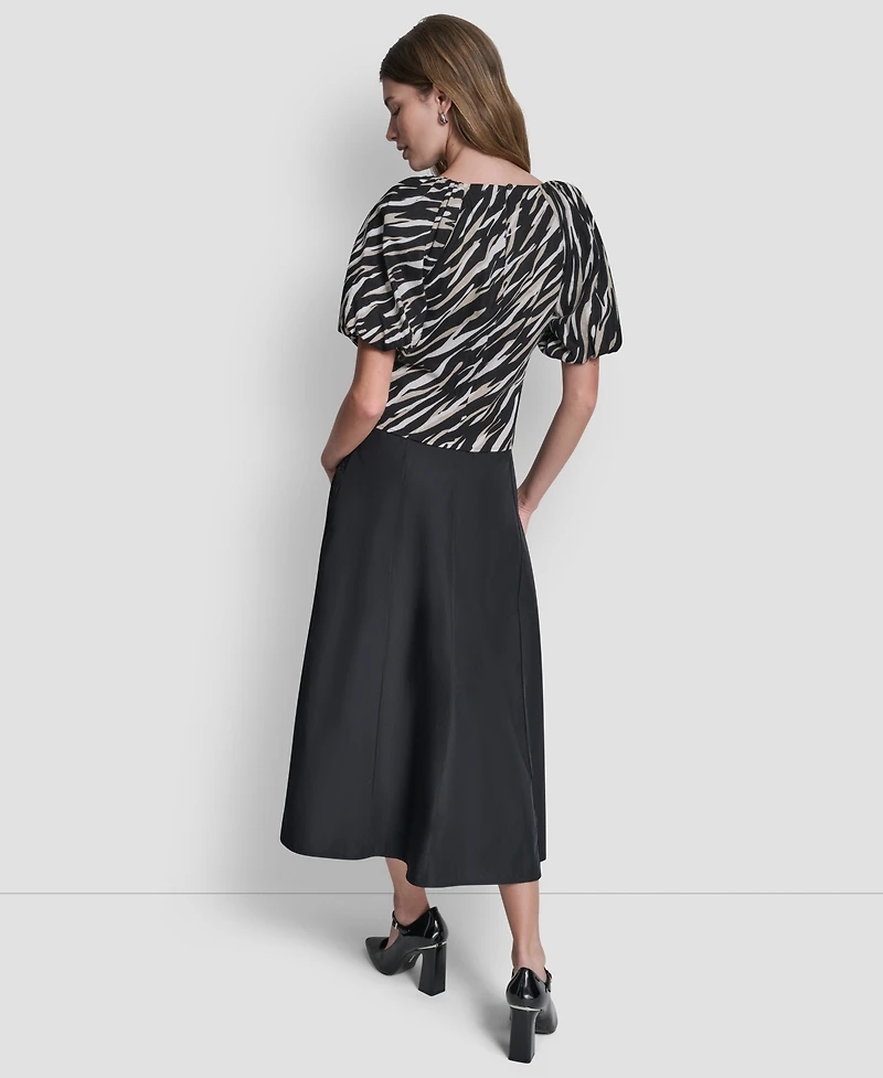 Dkny Women's Printed Scoop-Neck Short-Puff-Sleeve Top