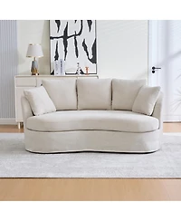 Streamdale Furniture 73.82" Wide Curved Sofa, Modern Plush Chenille, Extra-Deep Seat, 4 Cushions