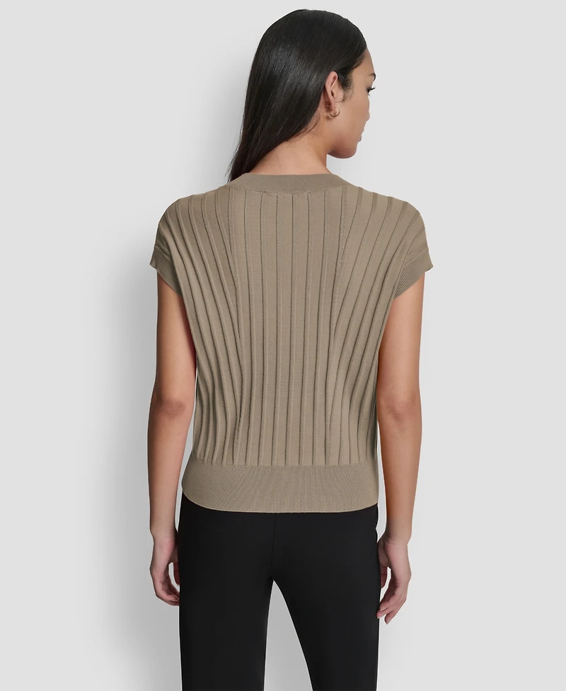 Dkny Women's Ribbed Short-Sleeve Sweater