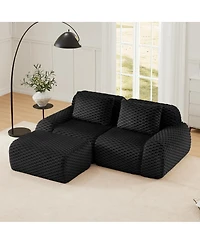 Streamdale Furniture Streamdale 82" Modern L-Shaped Flannelette Sectional Sofa, Oversized Deep Seat Couch