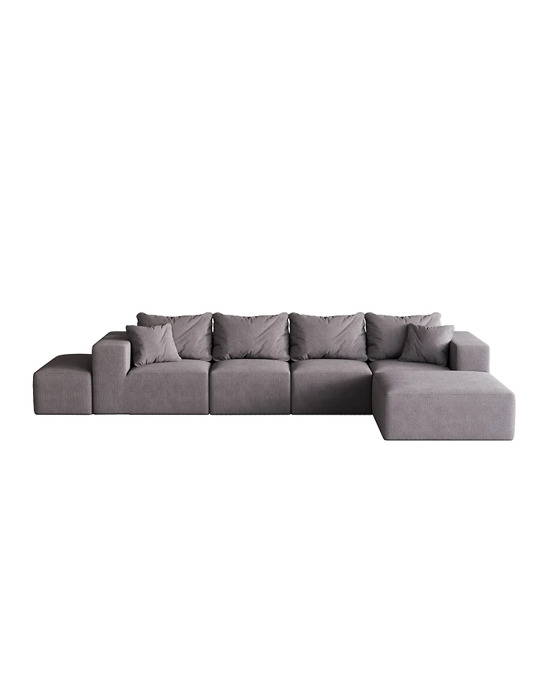 Streamdale Furniture Streamdale Modern Upholstered Sectional Boneless Couch Set, Modular 132" L Shaped Sofa Set
